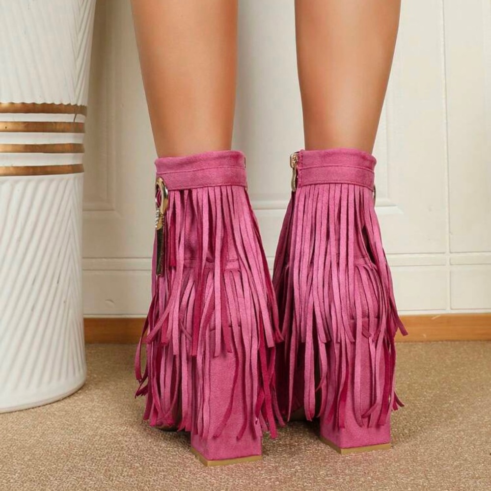 Fuschia Fringe Ankle Bootie - Picture 15 of 15
